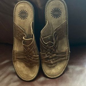 UGG Lilah Suede Strappy woven Sandals 10 flip flops